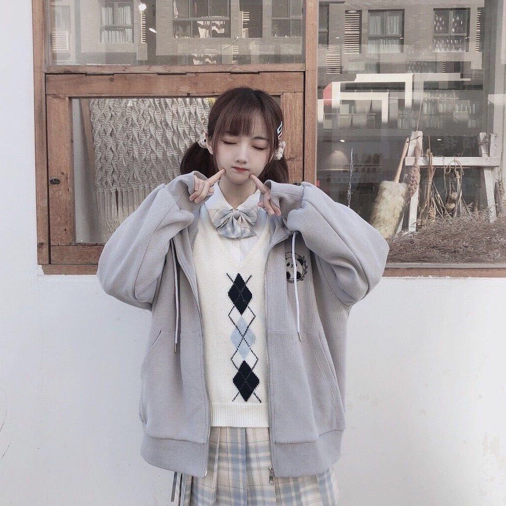 Áo Hoodie Dáng Rộng Phối Khóa Kéo Thiết Kế Mới Thời Trang Dành Cho Nữ