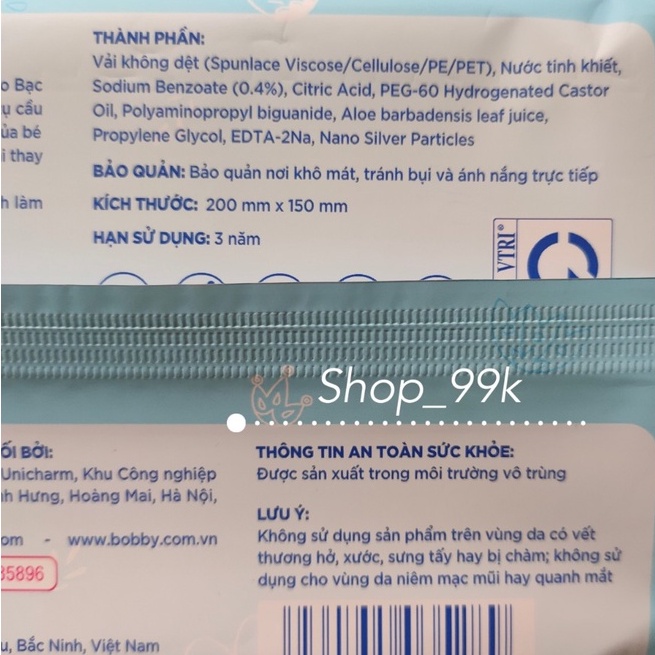 Khăn ướt Bobby Care không mùi 100 tờ/gói