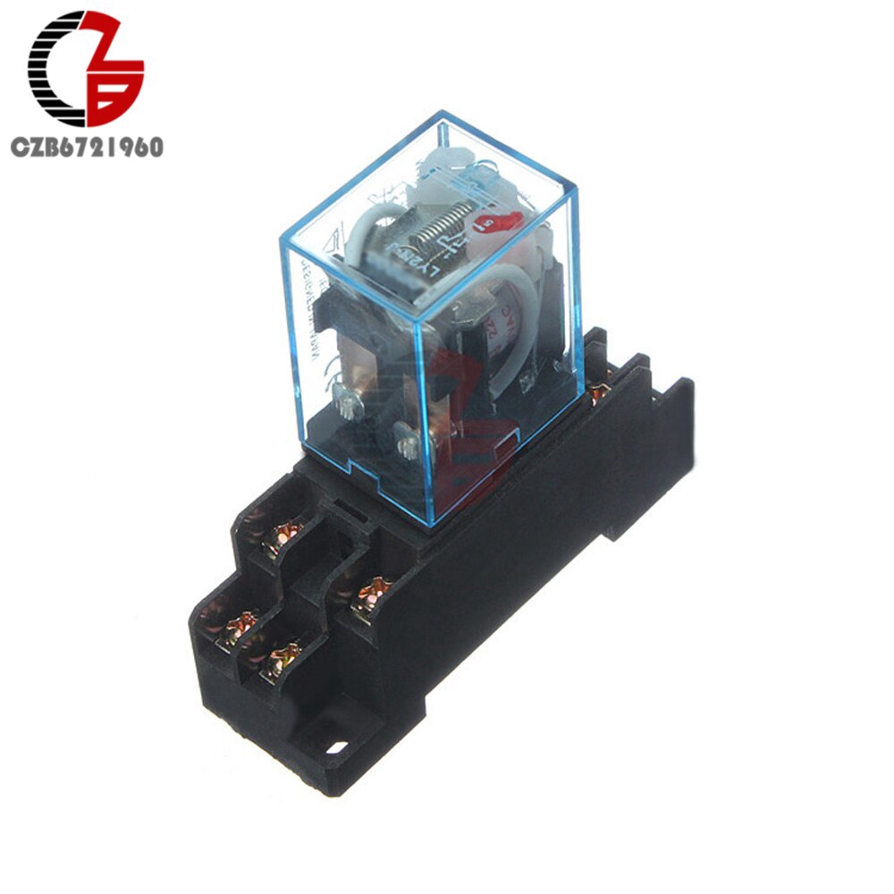 Power Relay LY2NJ Socket Base 220V AC Coil Miniature Relay DPDT 8 Pins 10A 240VAC LY2 HH62P LY2 JQX-13F with PTF08A