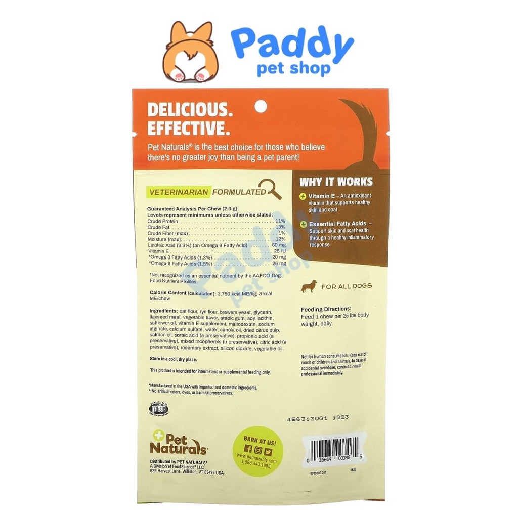 Viên Nhai Đẹp Lông Da Cho Chó Pet Naturals Skin Coat - Túi 30 Viên (USA)