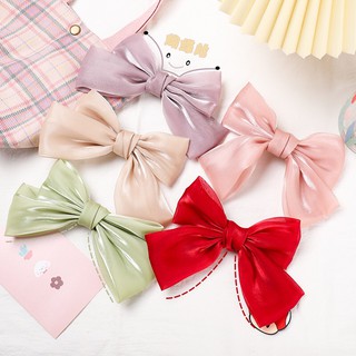 Kẹp Tóc Nơ Vải Satin bóng Xinh Xắn Phong Cách Hàn Quốc - Kẹp nơ - Selenshop