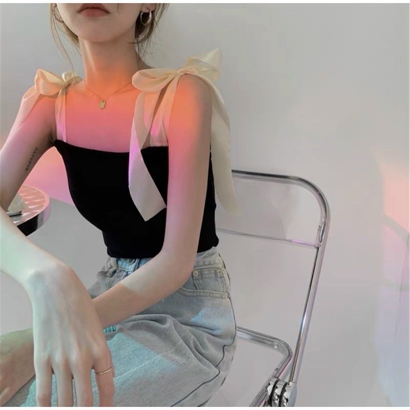 Áo Hai Dây Nơ Vai m009