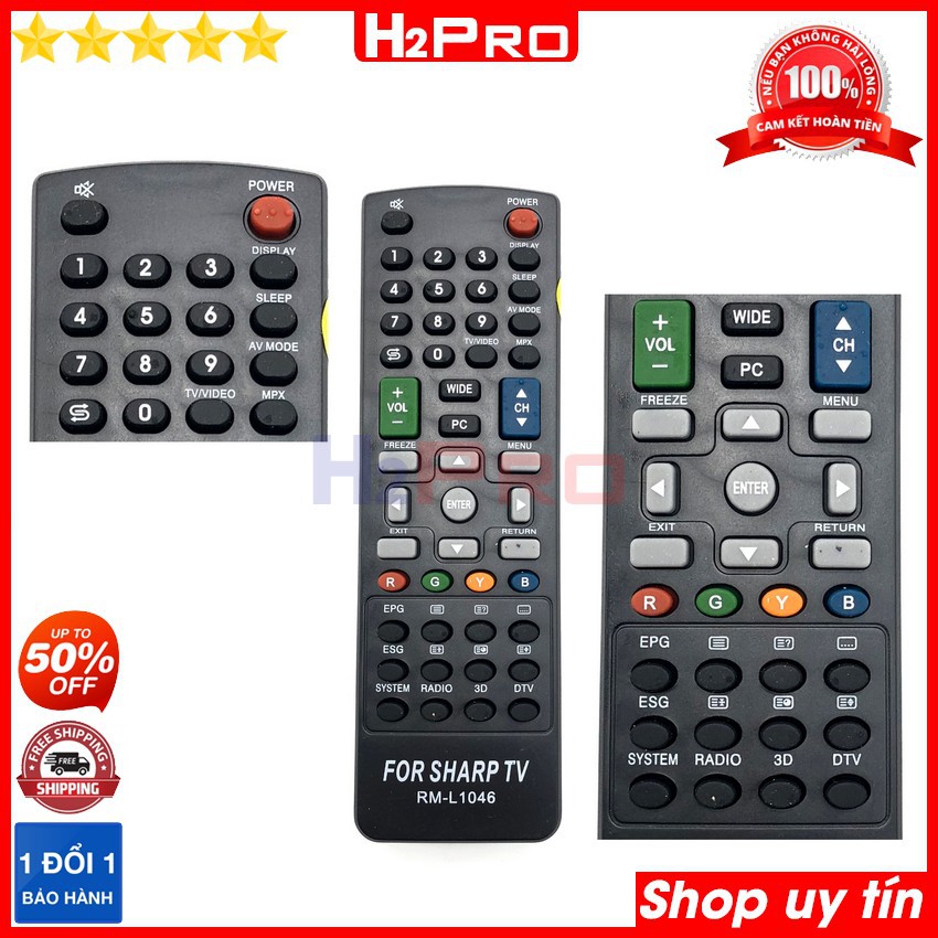 Điều khiển dùng cho TV SHARP RM-L1046 H2Pro sử dụng tốt (1 chiếc), remote cho Tivi LED-LCD SHARP (tặng đôi pin 10K)