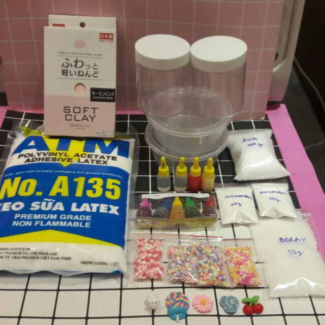 Combo nguyên liệu slime 9 có daiso clay và snowonder