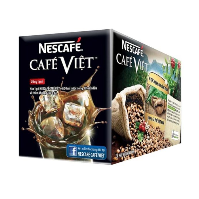 Cà phê hòa tan NESCAFÉ CÀ PHÊ VIỆT cà phê đen đá hộp 15 gói x 16g