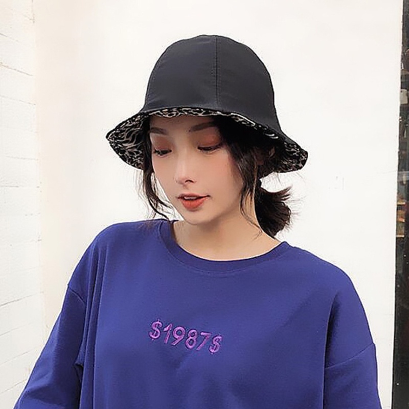 Mũ Tai Bèo Cotton Hai Mặt Họa Tiết Da Báo Thời Trang