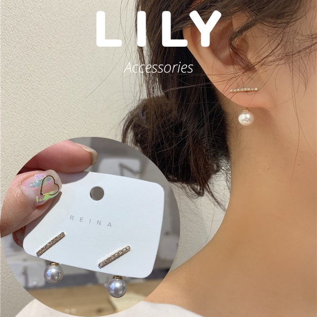 Khuyên Tai Nữ Xỏ Lỗ Gắn Ngọc Trai Nhân Tạo Thanh Lịch LILY V1.23