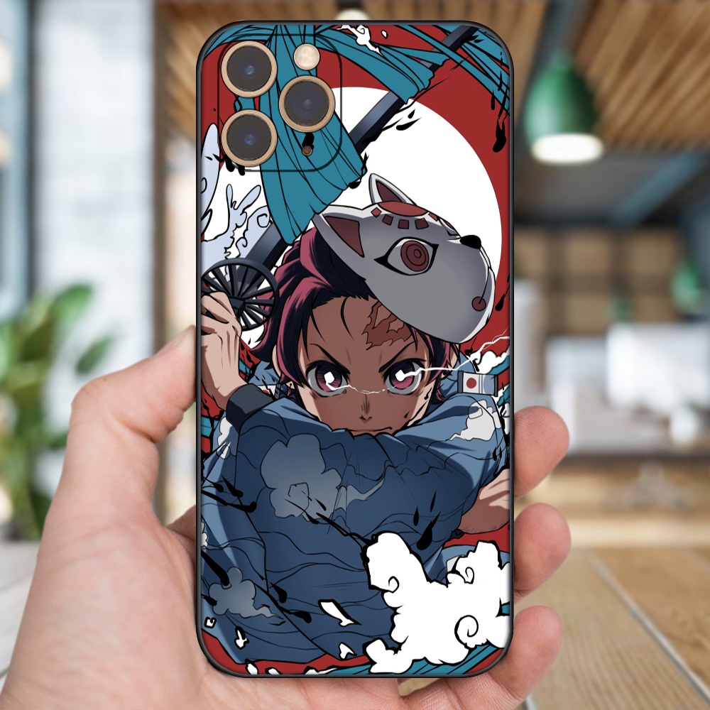 Ốp lưng iPhone 11 Pro dẻo đen cạnh vuông in hình Tanjiro Kimetsu No Yaiba