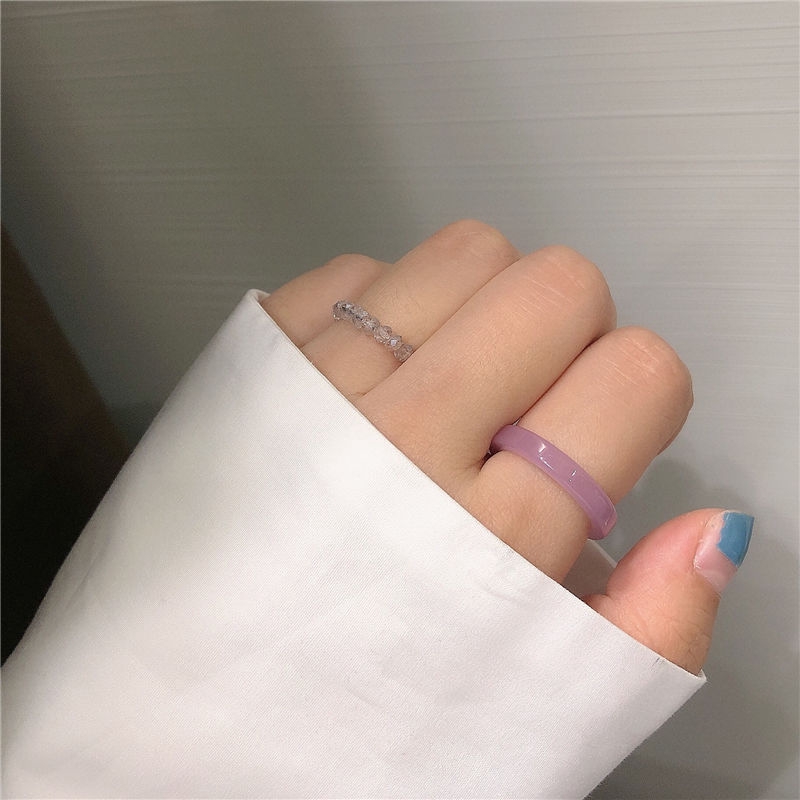 Set Nhẫn Hai Lớp Đính Hạt Nhựa Resin Màu Sắc Tươi Tắn Thời Trang 22434