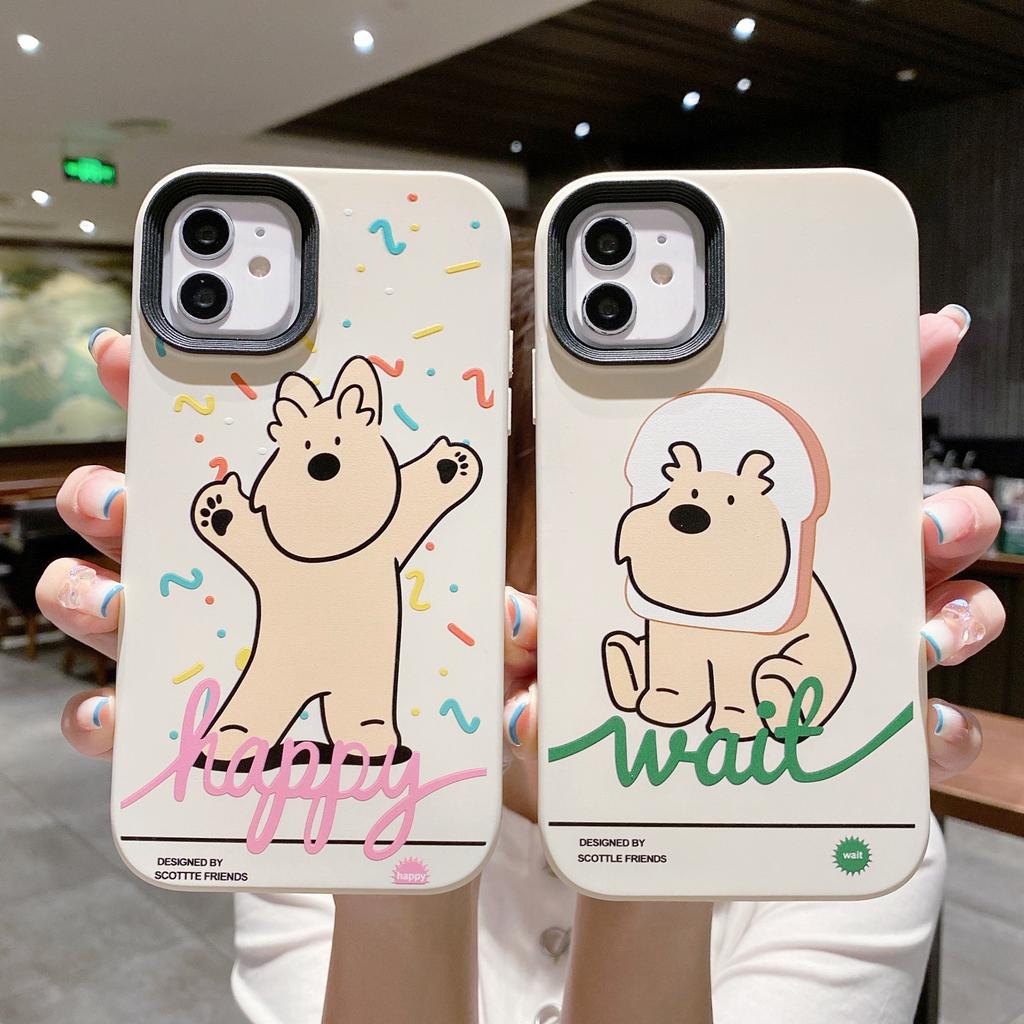 Ốp Điện Thoại Viền Cong in Hình Chú Chó Vui Vẻ 3 Trong 1 Cho iPhone 13Promax 12 11 7Plus X Xs Max XR 8 7