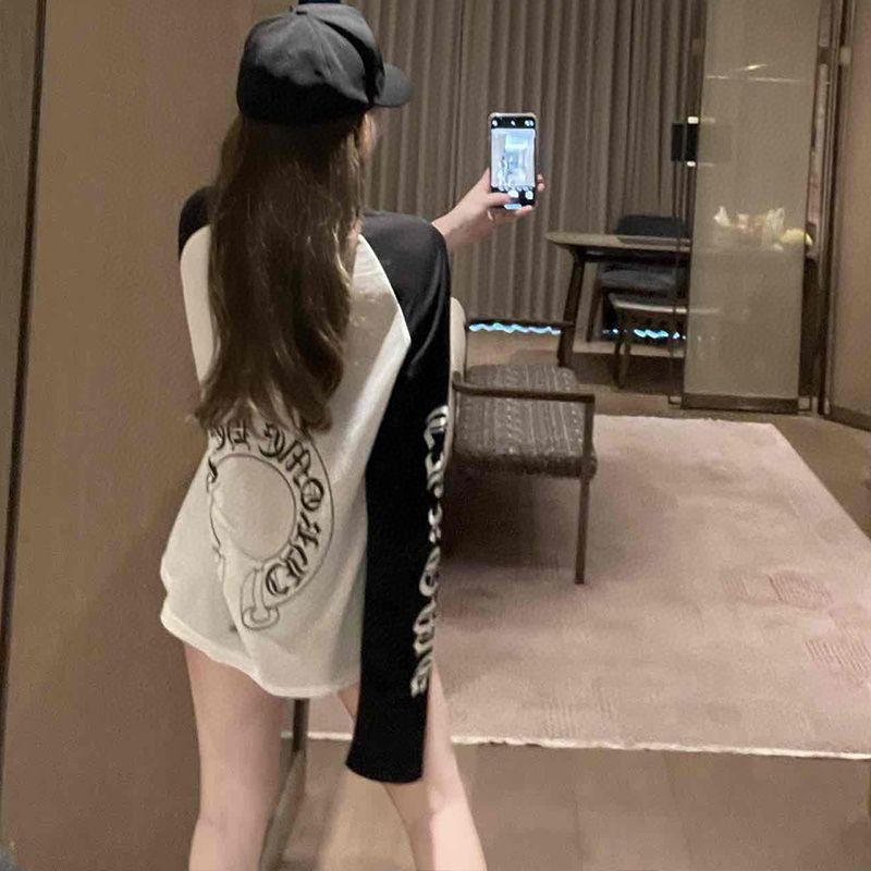 Áo thun dài tay thu đông Chrome Hearts có chữ ở cổ