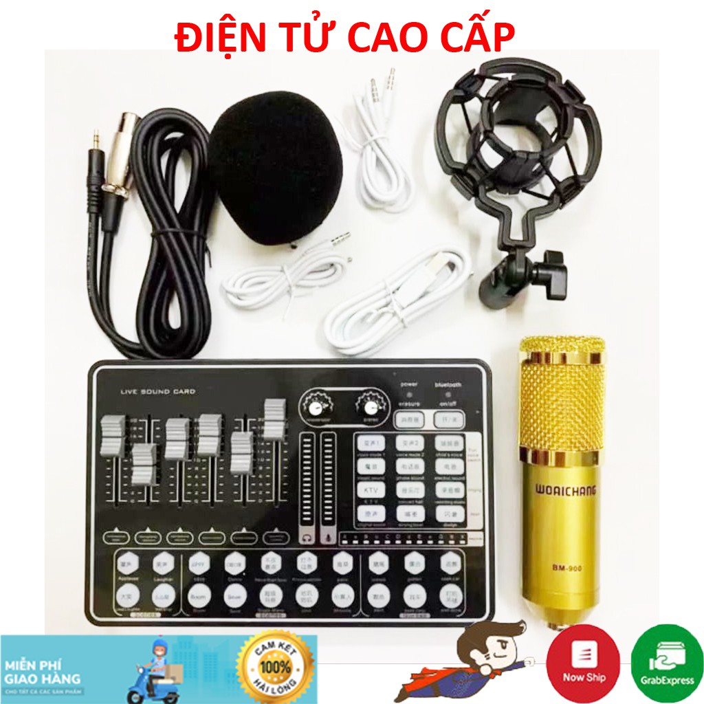 BỘ COMBO míc hát karaoke livestream online micro BM-900 CARD H9 BLUETOOTH THẾ HỆ MỚI 21 HIỆU ỨNG