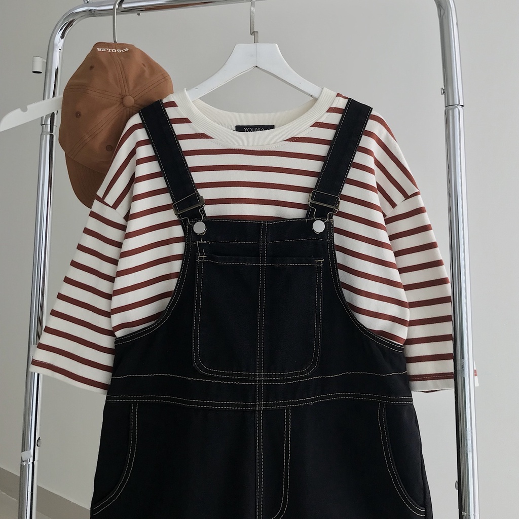 Quần Yếm Jean Nữ Ngắn JEM CLOSET Dáng Rộng DALY Thiết Kế Chỉ Viền Nổi Bật 7203