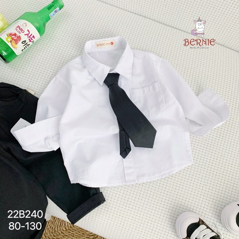 Bộ sơmi bé trai Bernie dài tay kèm cavat cho bé từ 9-27kg-22B240