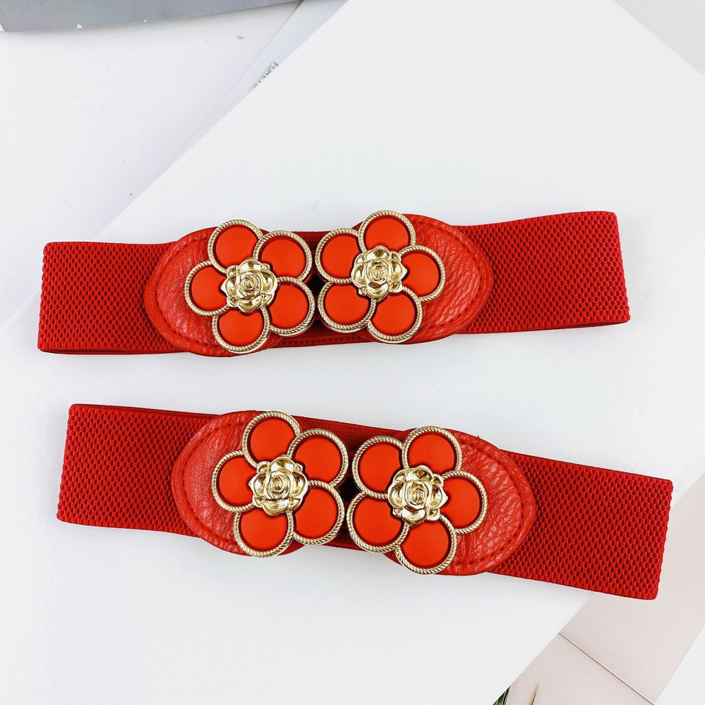 dây nịt eo belt mặc đầm xinh bản 3,5cm hình hoa mai sơn