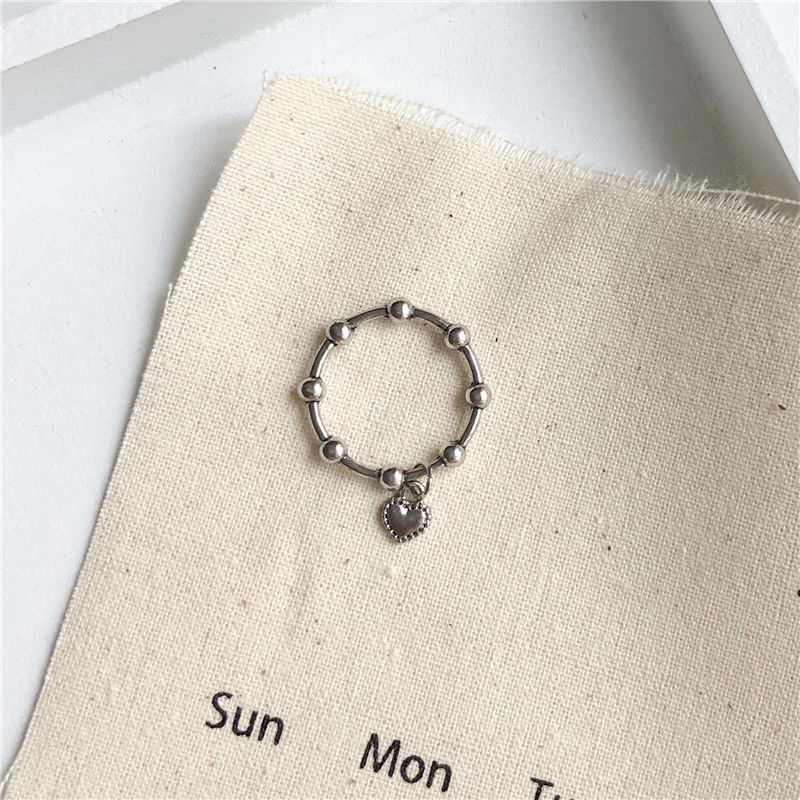 Nhẫn bạc đính mặt hình trái tim thời trang cổ điển