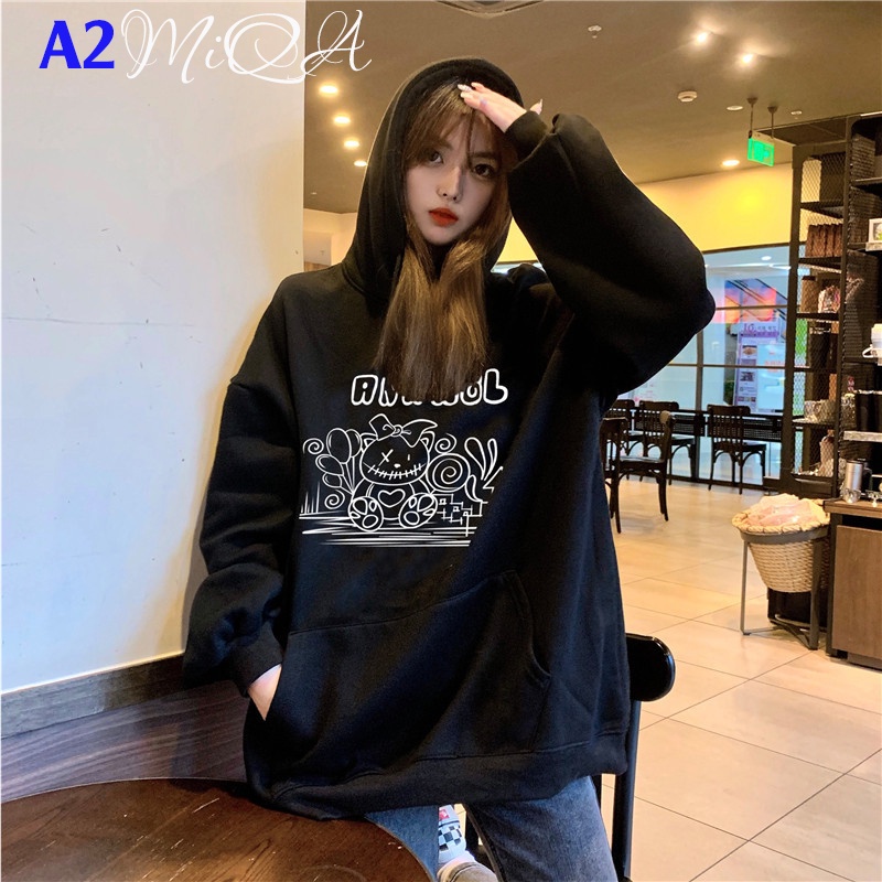 Áo Nỉ Bông Thời Trang UNISEX Hoạ Tiết Vẽ Đen Trắng Đơn Giản / HOODIE FREESIZE 💜 MiQa 💜 #28 | BigBuy360 - bigbuy360.vn