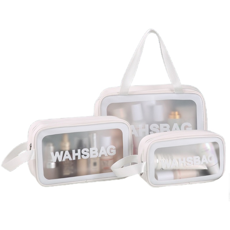 Set 1 / 3 / 6 Túi Đựng Mỹ Phẩm Trong Suốt In Chữ Chống Thấm Nước Có Khóa Kéo Tiện Dụng Mang Theo Du Lịch