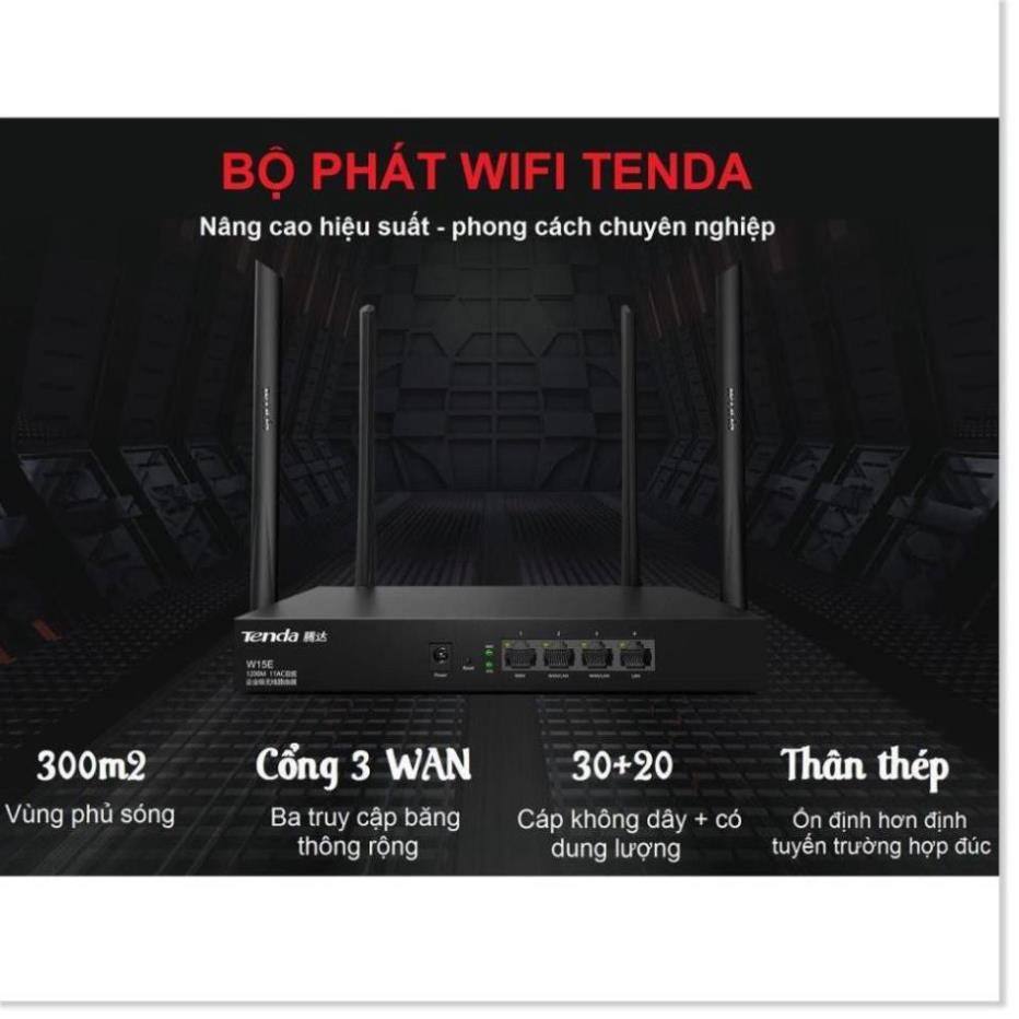 ( Xả kho sập sàn) Bộ Phát WIFI Tenda W15e Ac1200mps Mạng Doanh Nghiệp 50 User  - bảo hành uy tín