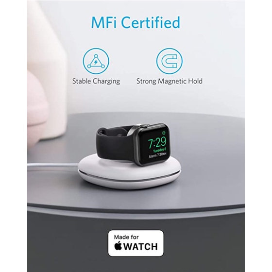 Cáp / Dock sạc Apple watch chính hãng Anker Magnetic A8802 - Usb C - Tương thích Apple Watch Series 1/2 / 3/4 / 5/6