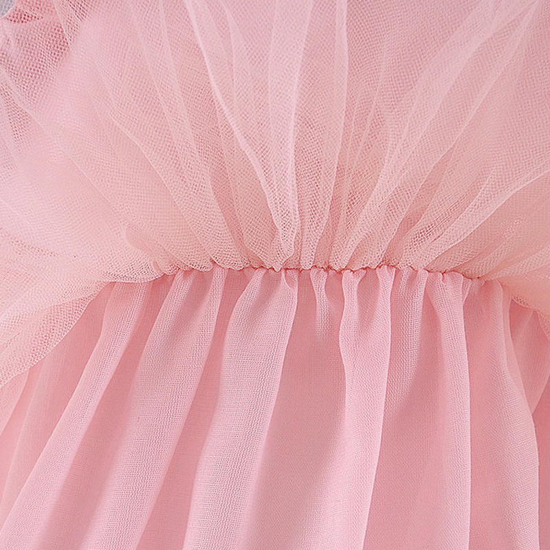 Đầm Công Chúa Se7en Phối Lưới In Họa Tiết Hoạt Hình Kiểu Hàn Quốc Thời Trang Mùa Hè Cho Bé Gái