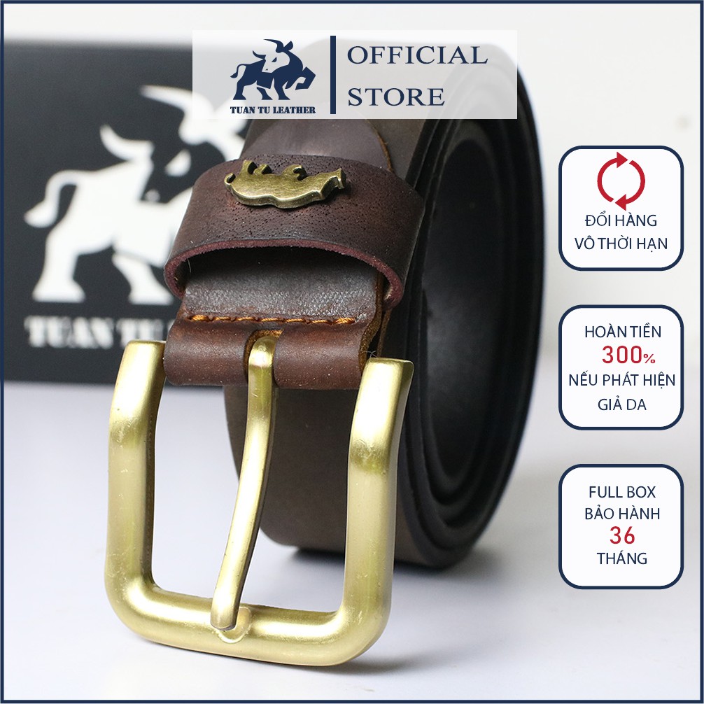 Dây nịch thắt lưng da sáp bản to - dây thắt lưng da bò thật 100%
