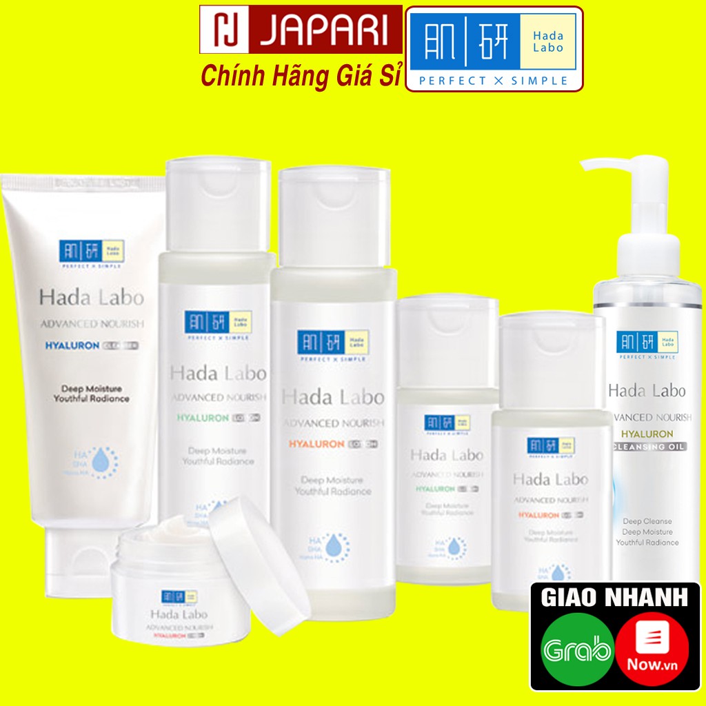 BỘ HADA LABO Skincare TRẮNG Dưỡng Ẩm Kem+Sữa Rửa Mặt+Nước Tẩy Trang+Dung Dịch Lotion Trắng Da Khô/Dầu Mụn-MỸ PHẨM JAPARI