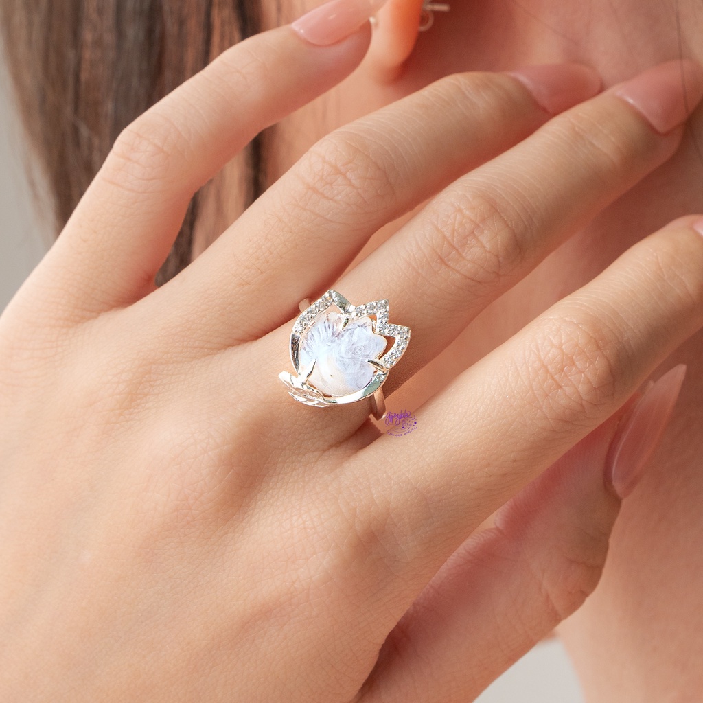 Nhẫn Hồ Ly Đá Ánh Trăng Thiên Nhiên May Mắn Không Kị Mệnh SP003999 Gypsy.lala