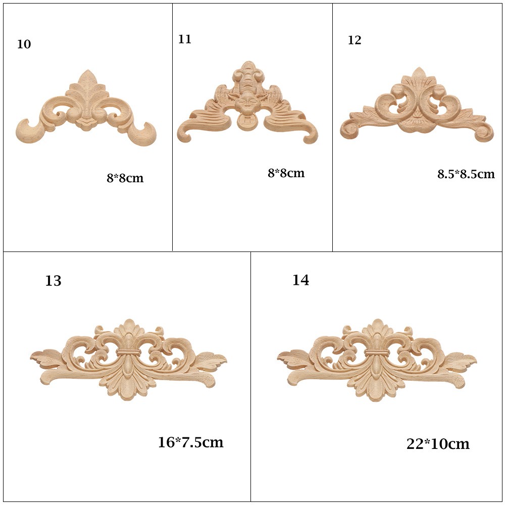 LETTER High Quality wooden Figurines Crafts Unique Woodcarving Decorative Wood Carved Furniture Parts Natural Floral Multi-styles Wall Door Decoration Corner Appliques Frame