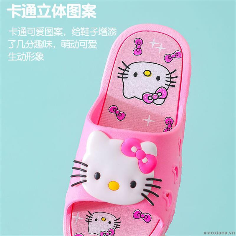 Dép Đi Trong Nhà Đế Mềm Chống Trượt Hình Mèo Hello Kitty Đáng Yêu Cho Bé Gái