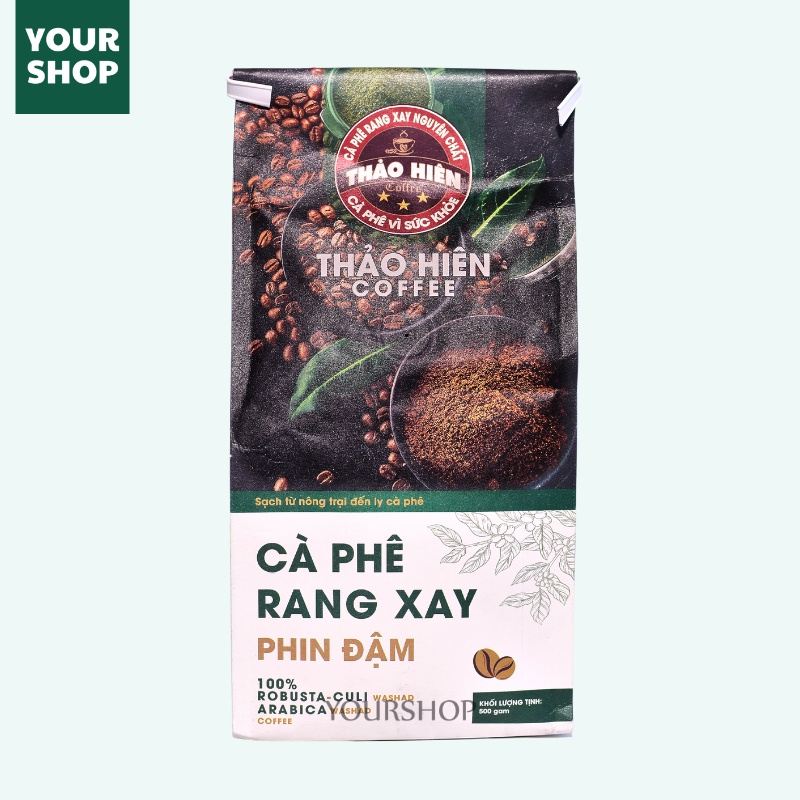 Cà Phê rang mộc Thảo Hiên gu mạnh - Phối Arabica &amp; Robusta &amp; Culi - - Pha Phin- Coffee blend Nguyên chất