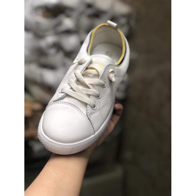 freeship Giày thể thao nữ trắng hồng viền chun 2021, Giày slip on nữ giả buộc dây chất da mềm dễ xỏ êm chân