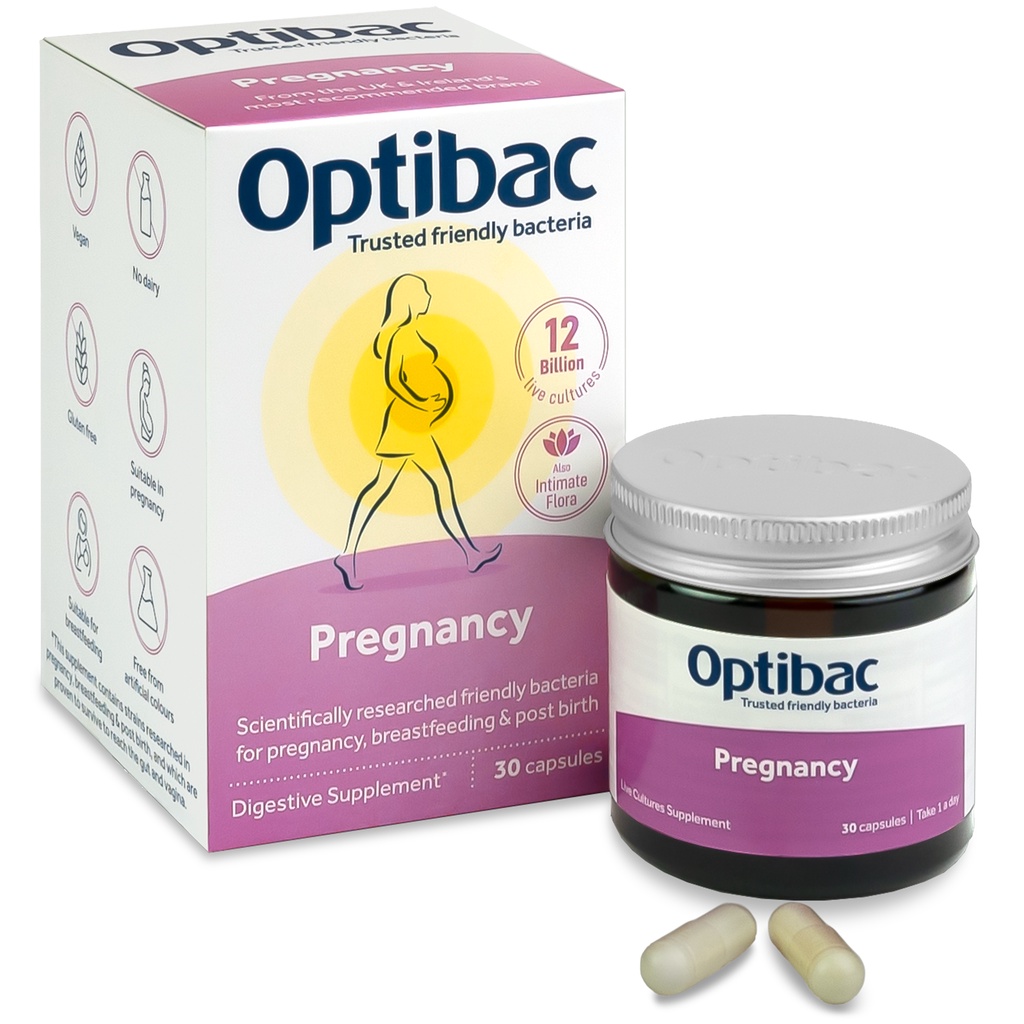 Men vi sinh Optibac Pregnancy cho mẹ bầu & cho con bú cải thiện tiêu hoá, miễn dịch, viêm phụ khoa và tinh thần, Hộp 30