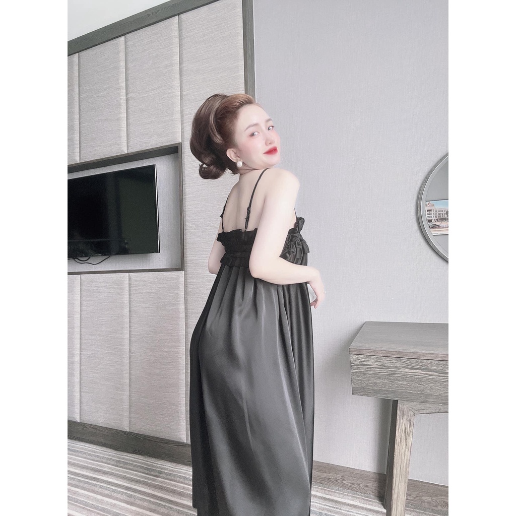 Đầm ngủ 2 dây - váy ngủ gợi cảm có bo ngực chất lụa satin mát, mịn mặc nhà thoải mái [DN43]