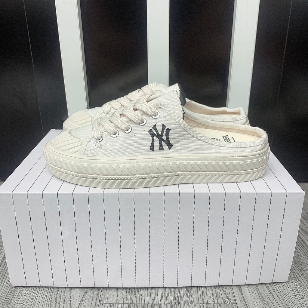 Sục NY, giày đạp gót NY đen/trắng/đen chữ NY hoa/trắng chữ NY hoa 36-39/MS Sneaker