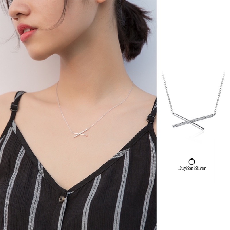 Vòng cổ nữ bạc chữ X cá tính, dây chuyền nữ bạc Ý 925 mạ vàng cao cấp DUYSON SILVER [DCXK9]