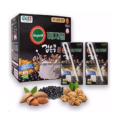 SỮA HẠT- SỮA ÓC CHÓ HẠNH NHÂN ĐẬU ĐEN HÀN QUỐC VEGEMIL 16 hộp x 190ml-DATE MỚI