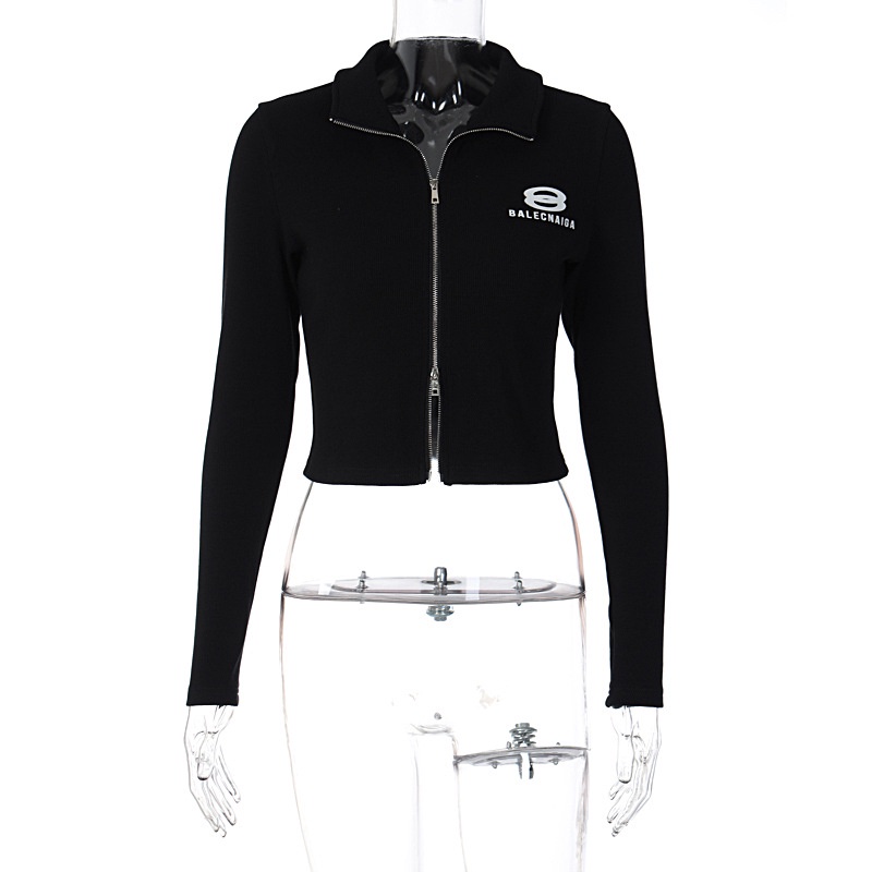 Áo Sweater Tay Dài Có Khóa Kéo In Chữ Thời Trang Cho Nữ