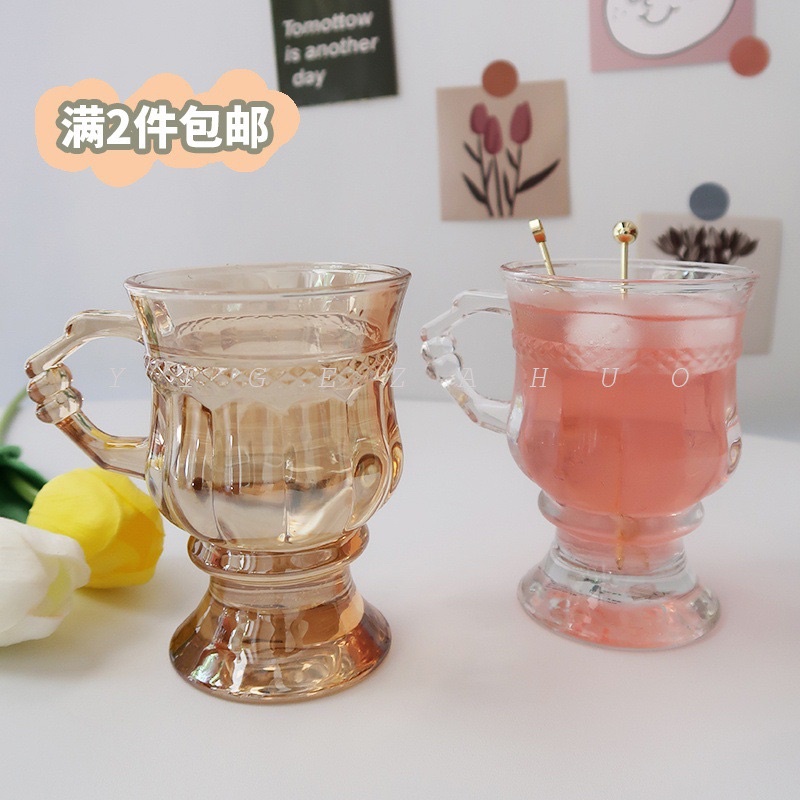 Ly thuỷ tinh phong cách cổ điển châu Âu, cốc vintage uống trà chiều