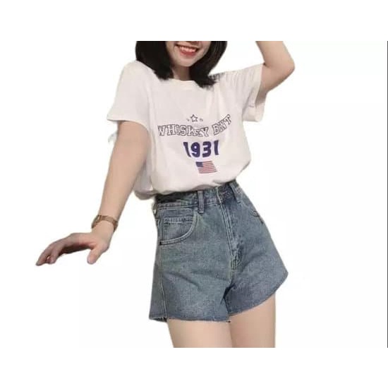 (freeship) Quần Đùi Nữ Lưng Cao Mẫu Trơn 2 Màu Xanh ,Đen Rách Lai Shop MaiKa Jeans