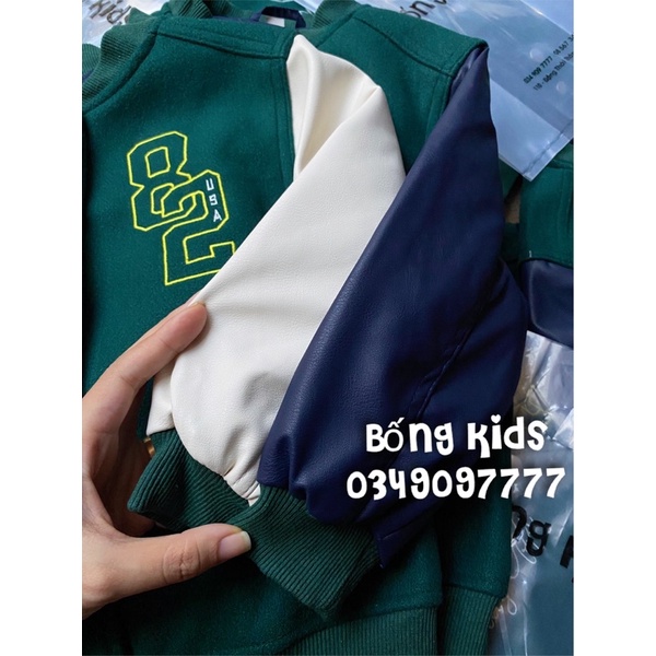 Áo Bomber Dạ Bé Trai Xanh Lục 82 HaM