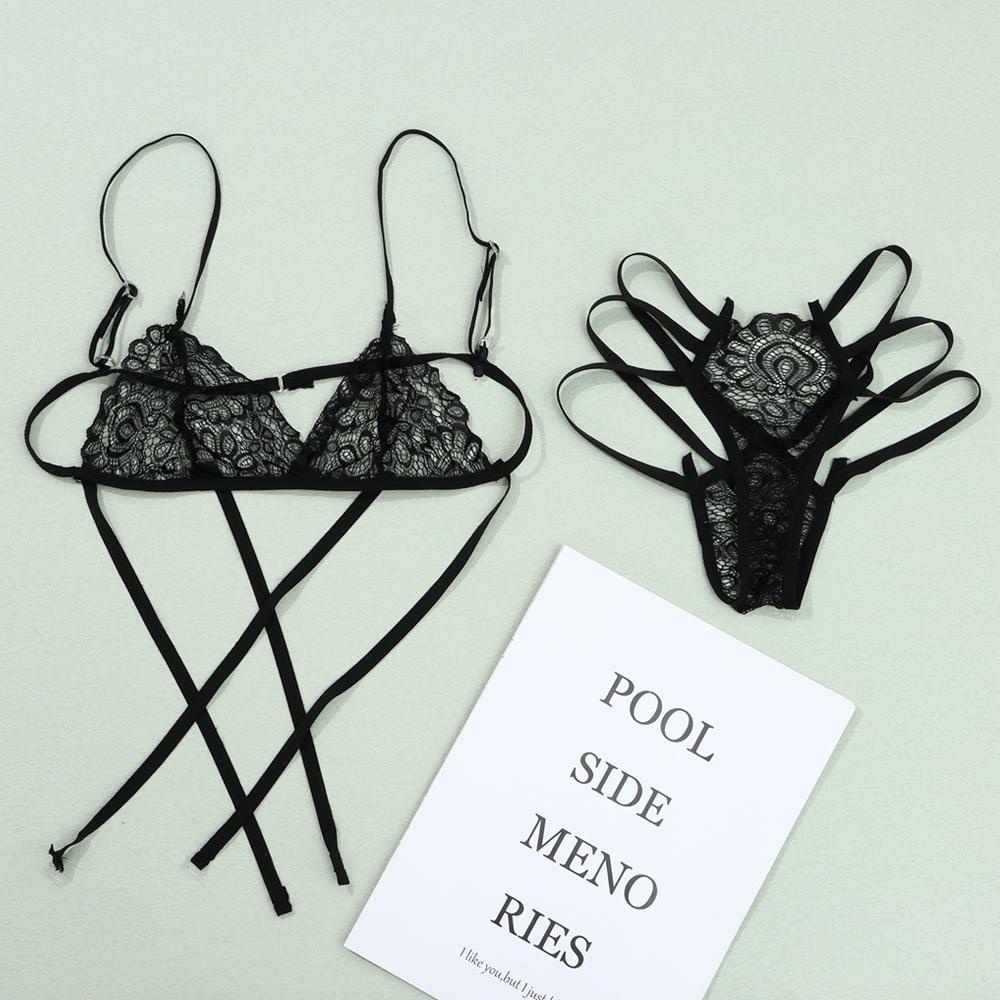 Bộ Đồ Lót Ôm Dáng Phối Dây Chéo Hở Lưng Thời Trang Gợi Cảm Cho Nữ