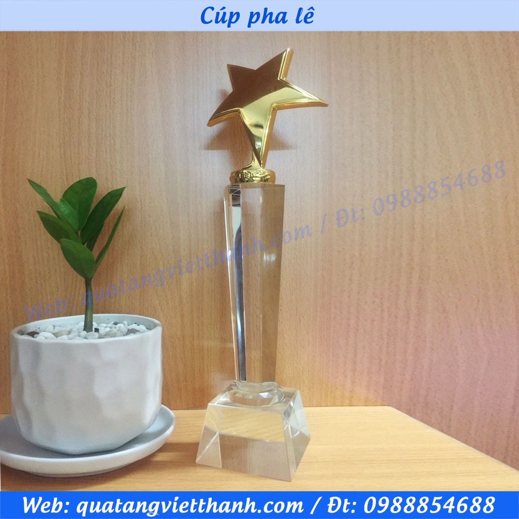 Cúp pha lê sao kim loại