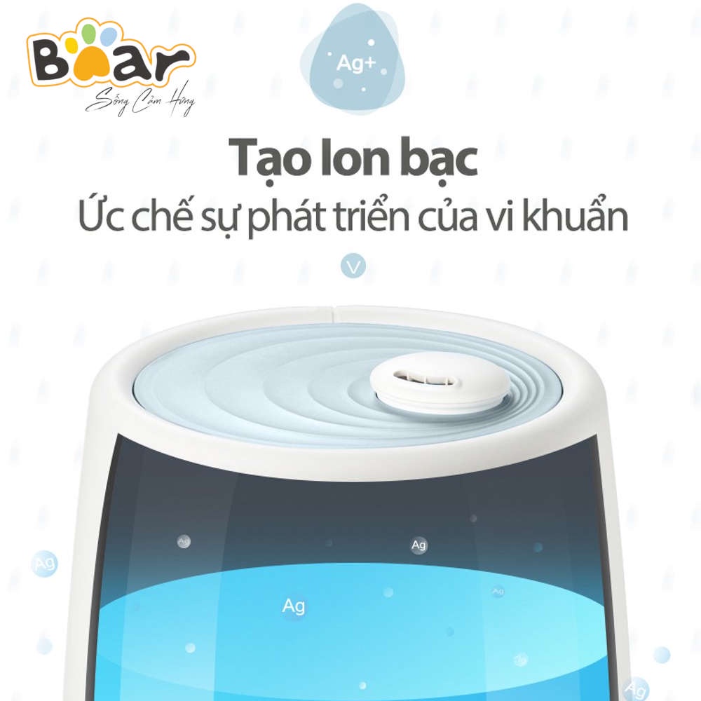 Máy phun sương tạo ẩm, xông tinh dầu khử khuẩn Bear JSQ-C50Q1 dung tích 4.5 lít, có khiển, bảo hành 18 tháng