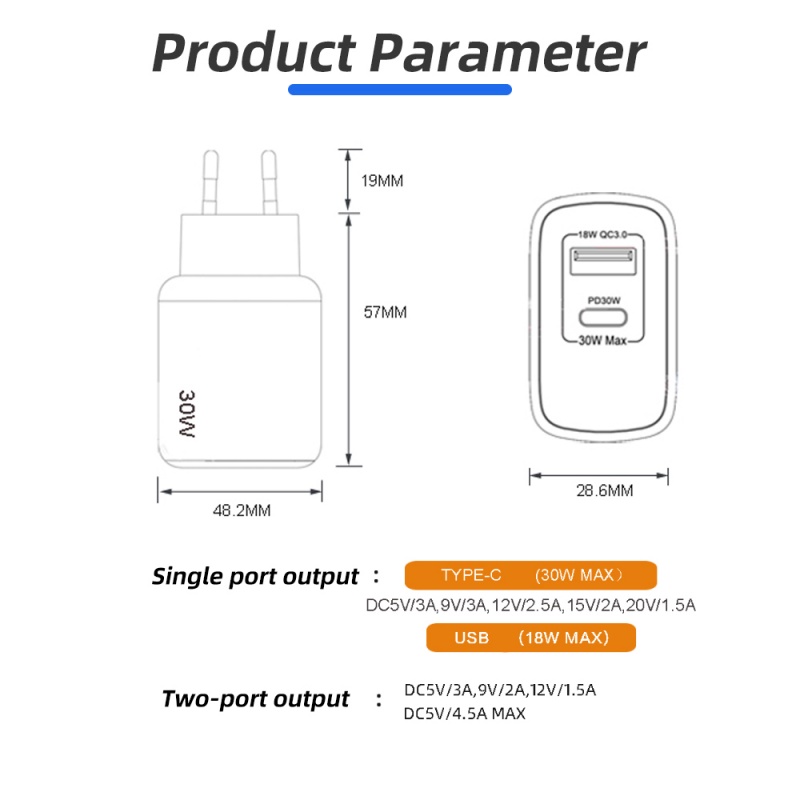 Củ sạc nhanh HDOORLINK 30W QC3.0 EU dành cho điện thoại