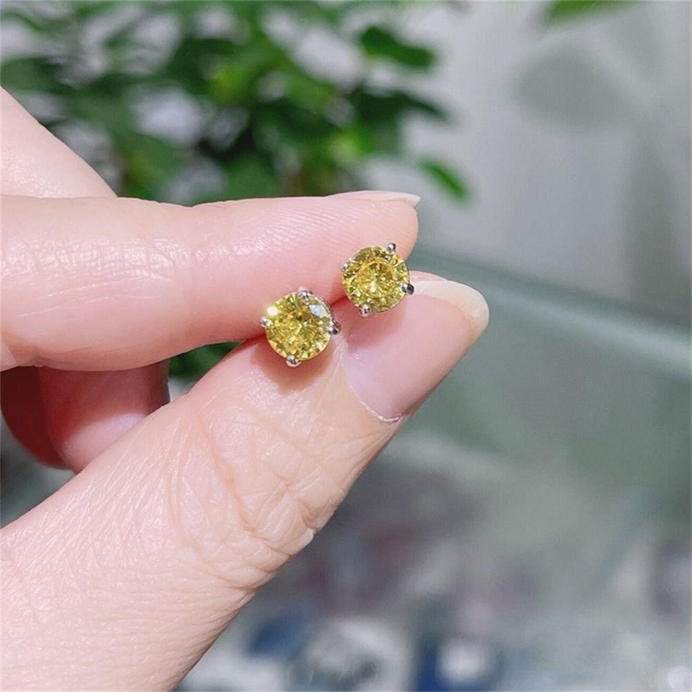 Khuyên Tai Dạng Xỏ Đính Đá Zircon Hình Vuông/Hình Vuông Nhiều Màu Thời Trang Sang Trọng Cho Nam Và Nữ