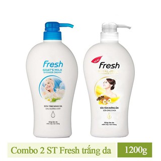 Combo 2 chai sữa tắm fresh dê và ong chúa 1200g