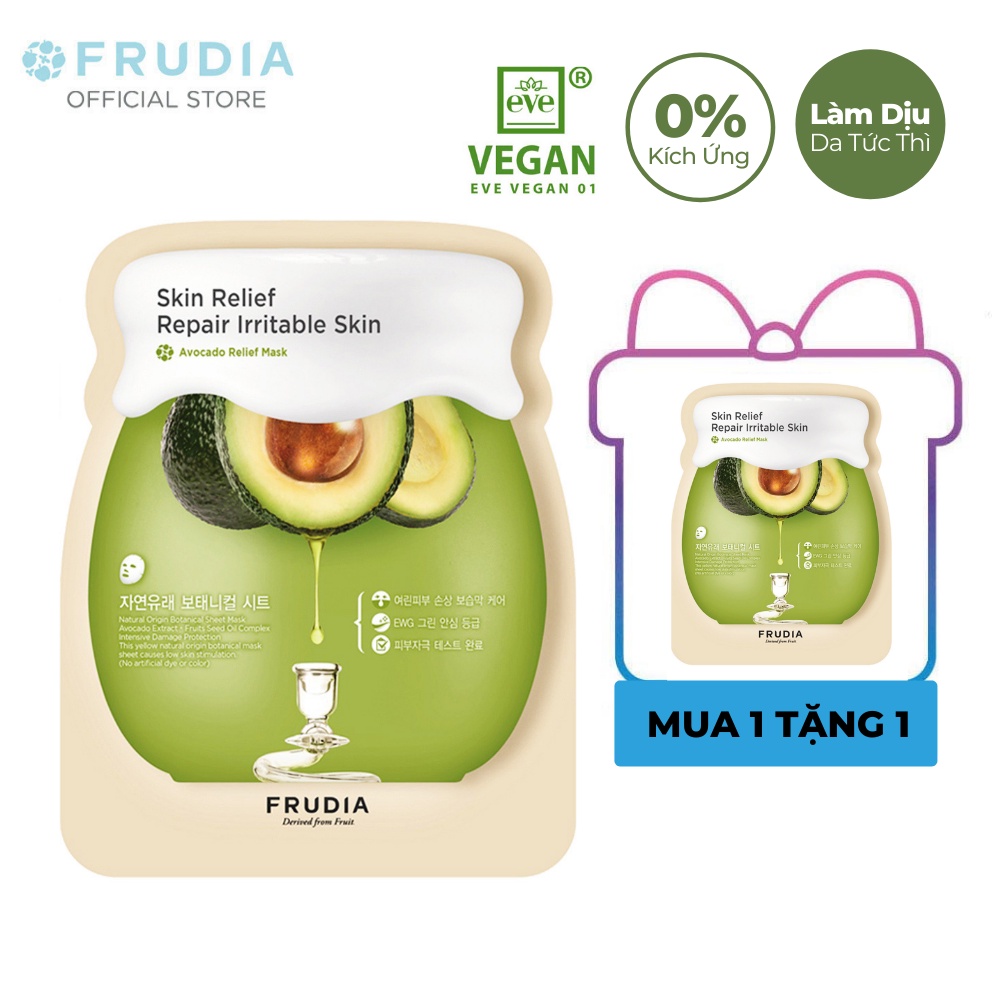 Mặt Nạ Cấp Ẩm Hỗ Trợ Da Chiết Xuất Trái Bơ Frudia Avocado Relief Mask 27ml/1pcs