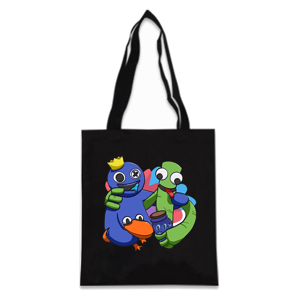Rainbow Friends Obby Kinh Dị Roblox Trò Chơi Vải Du Lịch Túi Tote Nữ Đen Trắng DIY Mua Sắm Nhà Bếp
