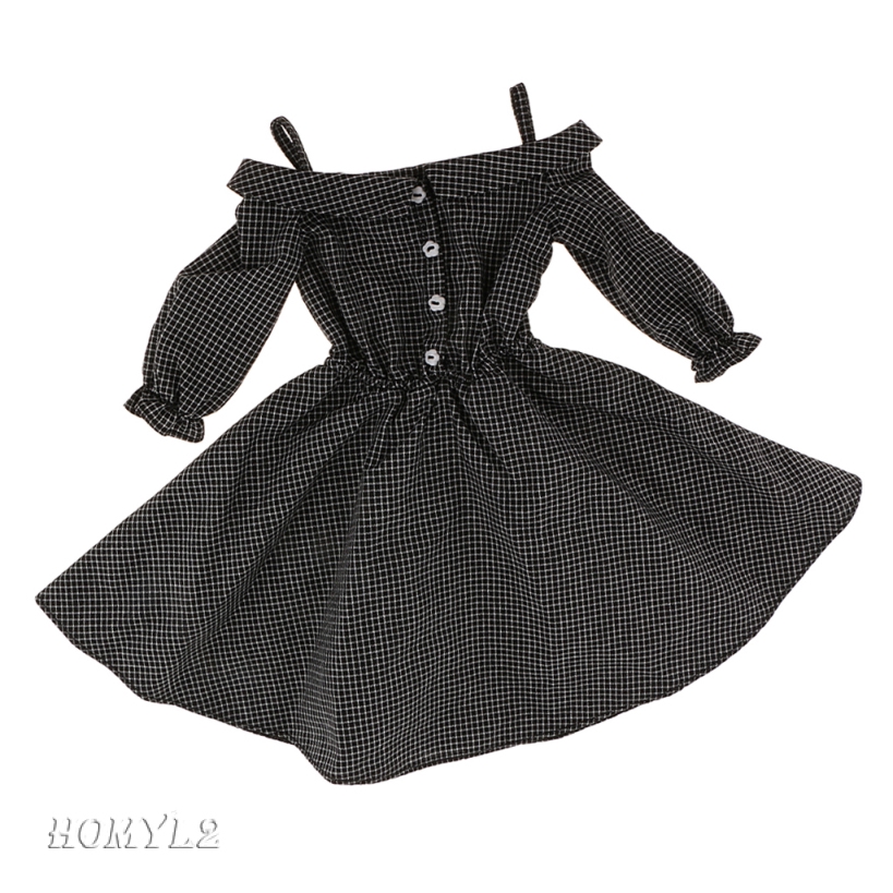 BJD Clothing Black Plaid Shoulder Strap Dress for 1/3 SD MSD  Dollfie